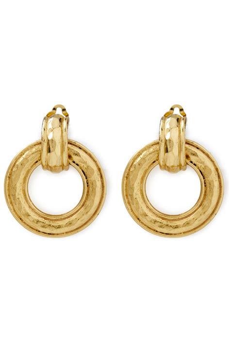 chanel vintage textured door knocker earrings